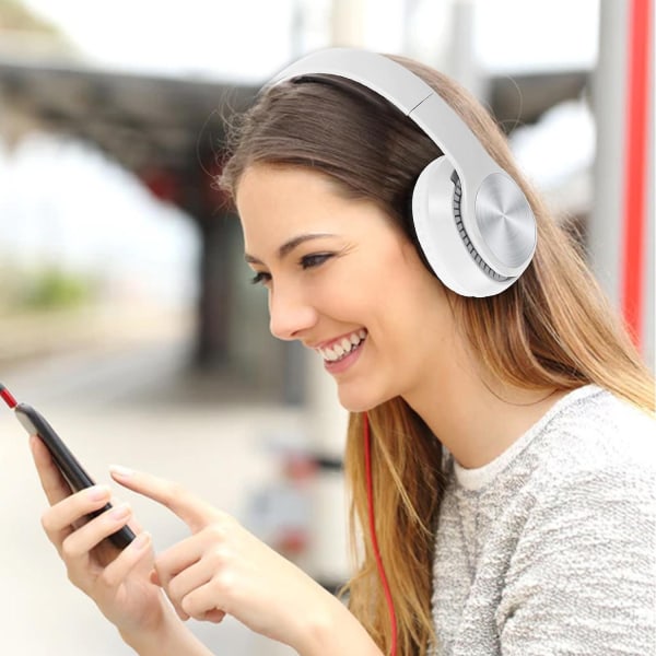 Over-ear hörlurar Lätta hopfällbara stereobashörlurar med 1,2 m sladd, bärbara trådbundna hörlurar för smartphone surfplatta