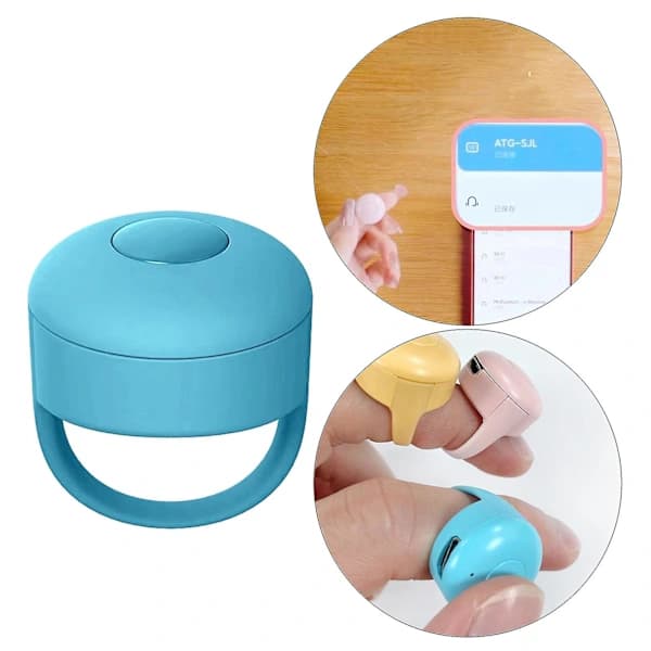 2x Trådlös Bluetooth Fingertopp Video Kontroller Klicker Sidvändare Blå