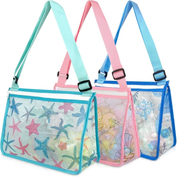Mesh Beach Bags And Totes, Beach Shell Toy Collection Bag med Ad