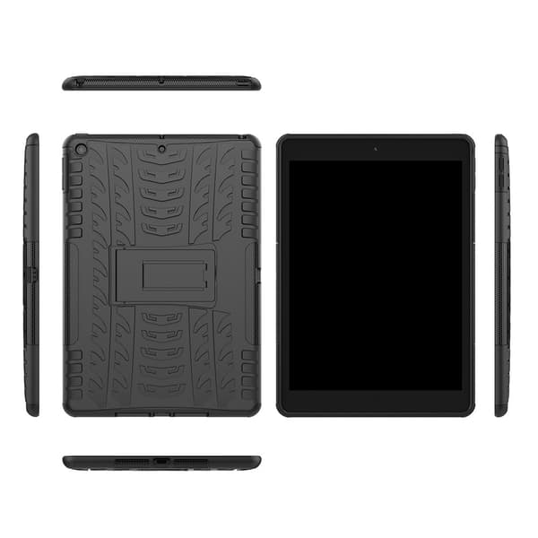 iPad 10.2 2019/2020/2021 Cover Robust Støtteben Rustning Sort