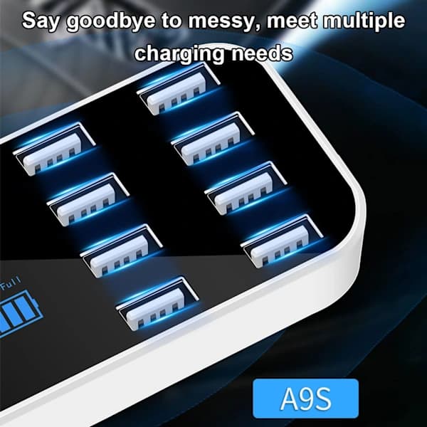 A9S Hurtig Biloplader 8 Porte Multi USB Telefonoplader USB Hub【PL】