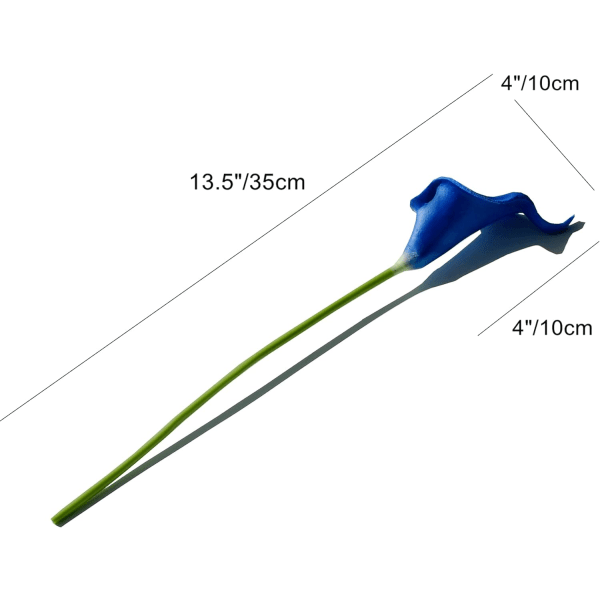 20 st blå blommor konstgjorda kallor sidenblommor 34 cm för hem kök & bröllop