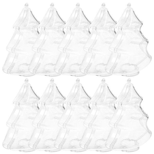 10 st 10 cm DIY Transparent Plast Fyllbara Julgransformade Kulor Hantverk Ornament Dekorationer