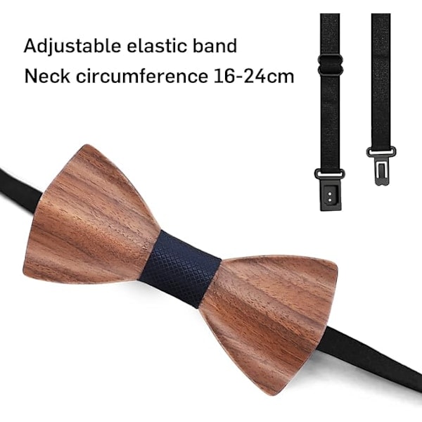 Handgjord Träfluga, Justerbar Storlek 24-48cm, Klassisk Stil, Trälåda för Bröllop och Affärer