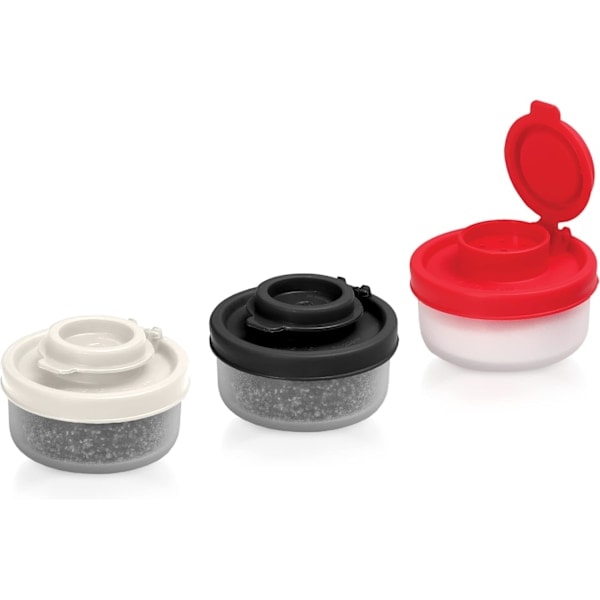 Salt- och pepparkvarnar, fukttåliga minikvarnar för camping, picknick, kök, kryddset, genomskinlig, lufttät behållare, 3-pack