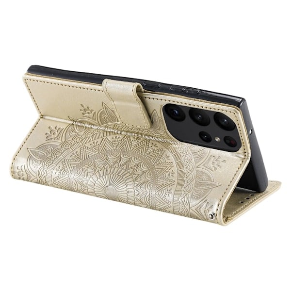 Samsung Galaxy S23 Ultra Etui Mandala Læder Guld