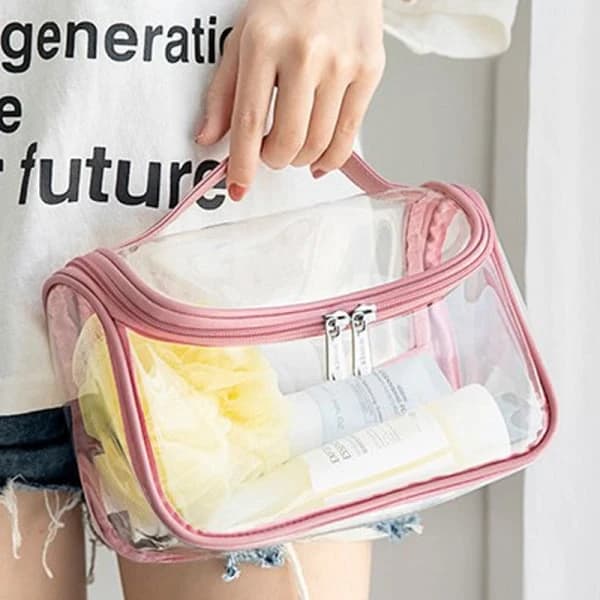Dammode Transparent Kosmetikaväska Liten Bärbar Rosa