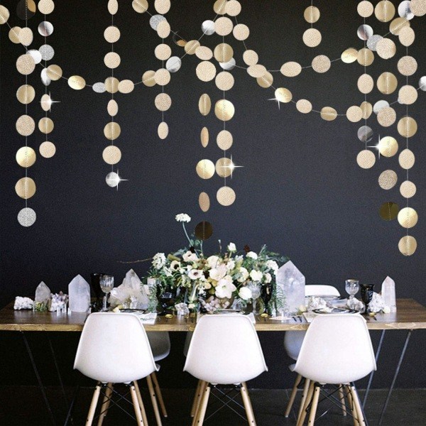 5 kpl Glitter Samppanja Kulta Paperiympyrä Piste Garland Bannerit Streamerit Ripustettava Viiri Koriste Kihlaustilaisuuteen