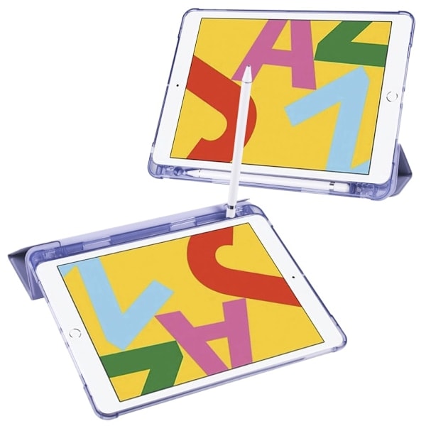 iPad 10.2 2019/2020/2021 Kotelo Tri-Fold Kynätelineellä Harmaanlila Liila