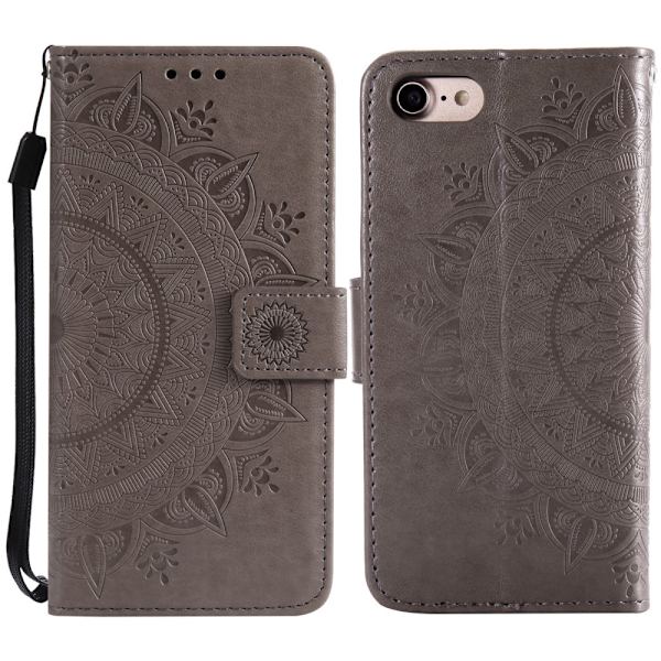 iPhone 16e Mandala Wallet Case - Grey