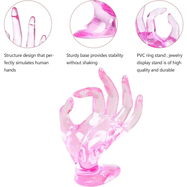 Hand OK Gest Handskdisplay Stativ Transparent Armbands Handdisplaystöd Rosa Smyckesdisplay Ringhållare Hand Plast Mannekäng Handstativ