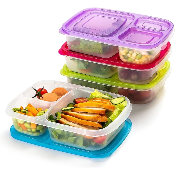 4-pack Bento Lunch Box Sets - Återanvändbara måltidsförberedande behållare