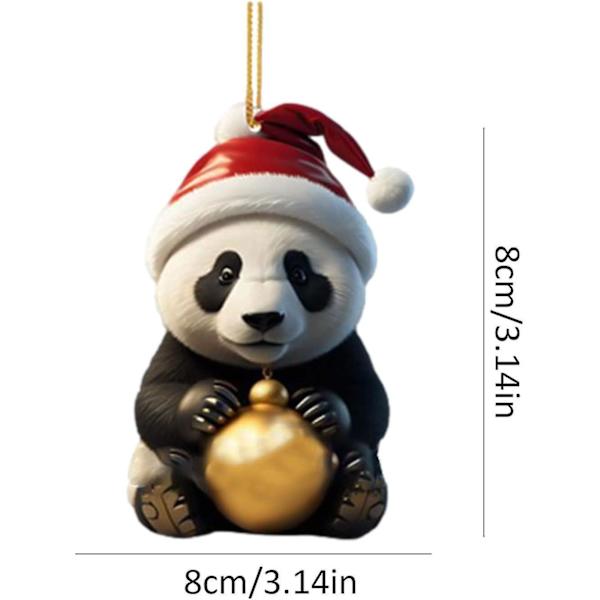 8 stk. Juletræ Panda Vedhæng 2d Akryl, Jule Panda Hængende Dekoration Sjov Jule Panda Ornament Til Juletræs Gave n