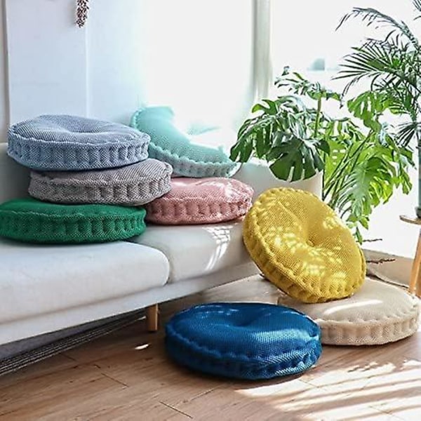 Rund Kudde Stolsdyna Hängande Tvättad Mjuk Mesh Sitsdyna Stolsdynor för Inomhus Utomhus Golv, Stol, Soffa, Eldstad, Säng, Kontor 40cm (Grå)