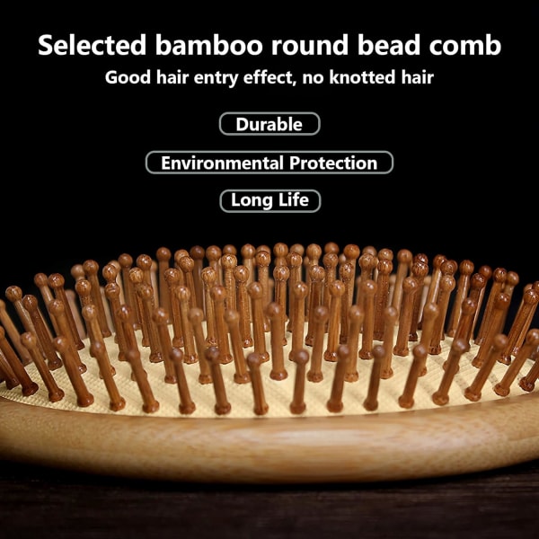 Bambu hårborste, antistatisk träborste för hår, massagebrus för hår