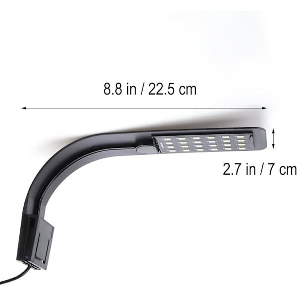 Akvarielampe LED Ultratynd Akvarium Clip Lampe til Planter (Sort, Blåt Lys)