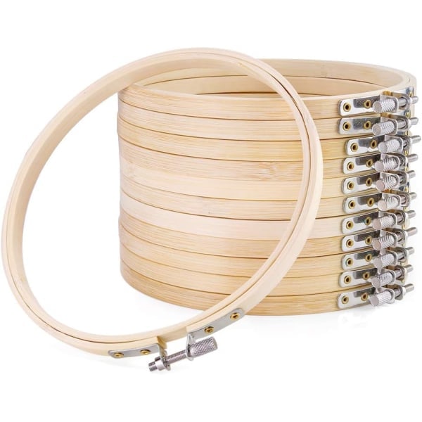 12 Pieces 6 Inch Round Bamboo Embroidery Hoops, Circle Cross Stitch Hoop Ring for Embroidery Art Craft Handy Sewing and Festival Decoration
