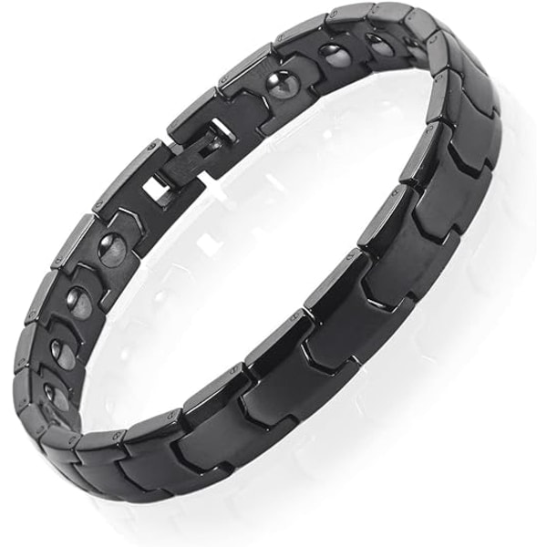 Magnetisk armbånd, magnetisk terapiarmbånd i titaniumstål, fuldt magnetisk armbånd med 18 magneter (sort)