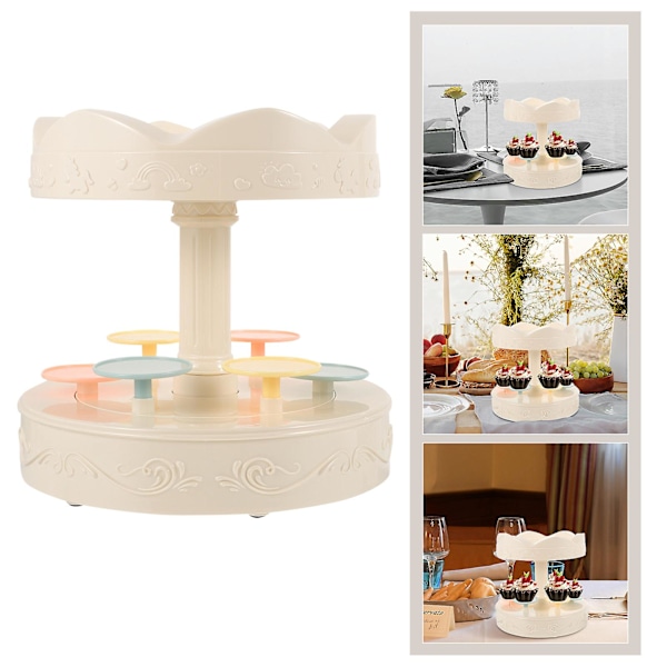 Roterende karrusel cupcakeholder, automatisk roterende cupcakestativ til bageri og fest