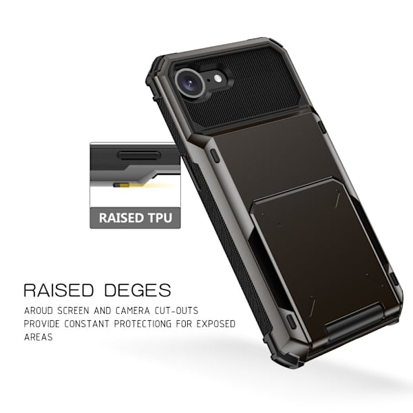 iPhone 16e Armor Flip Card Holder Case - Black