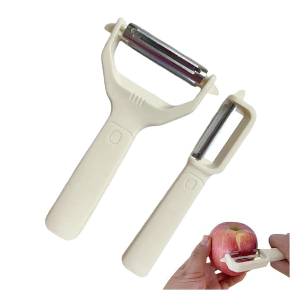 2-delt grøntsagsskrællersæt i rustfrit stål til kartofler, æbler og gulerødder (beige) Two-piece set: [Paneler + Shredder]