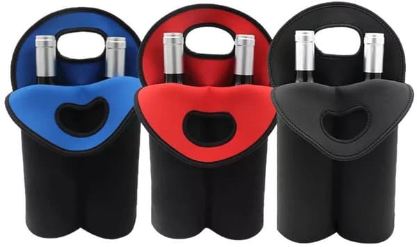 Vinflaskväskor, Isolerad Neopren, Rymmer Två 750 Ml Flaskor, För Picknick Och Resor, 2-pack, Röd