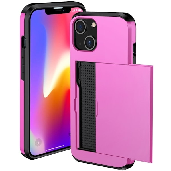 iPhone 15 Plus Kuori Hybridikorttitaskulla Pinkki