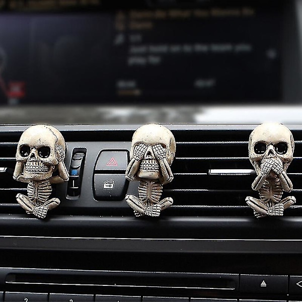 Ond Skalle Trio Statue Et Sett Med 3 Med Luftfrisker Bil Luftuttak Ornament