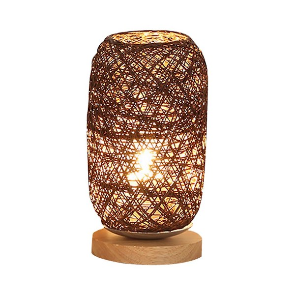 1 stk. Kreativ Rattan Kugle Vævet Bordlampe Genopladelig Bordlampe Dekor