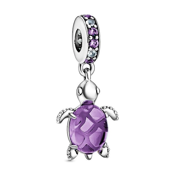925 Sterling Sølv 3D Krystal Skildpadde Charm Halskæde Vedhæng Fisk Havliv Fine Smykker Til Kvinder Gaver Til Hende Smykker DIY Tilbehør - 9 stk.