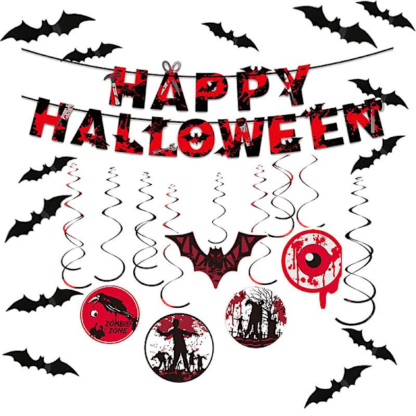 Halloween-dekorationer för fest, Halloween-banderoller, hängande Halloween-banderoller för hemmet, mångfärgade Halloween-dekorationer för eldstad, vägg, veranda och fester