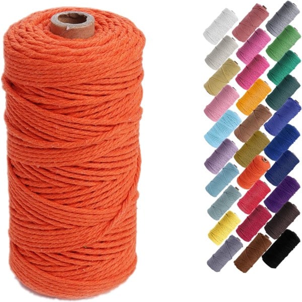 Makramé-snöre, Bomullsrep, för Väggbonader, Växtupphäng, DIY-hantverk, Heminredning, Presentinslagning 3mmx100m orange
