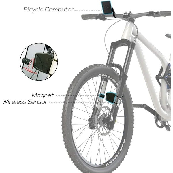 Trådløs cykelcomputer, IP66 vandtæt cykelmåler 21 funktioner LCD hastighedscykelhastighedsmåler
