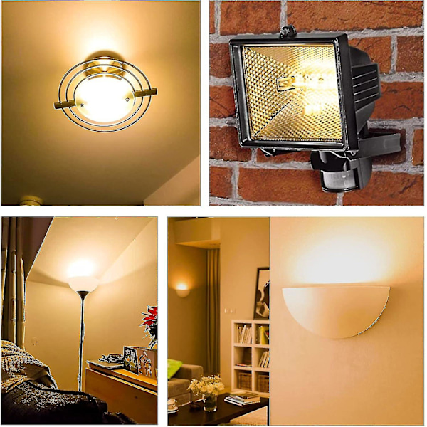 Paket med 6 Halogenlampor R7s 78mm 100W 230V, Dimbar Halogenrörlampa, Varmvit 2700K, 1500lm, Linjär Halogenspotlight, För Landskapsbelysning