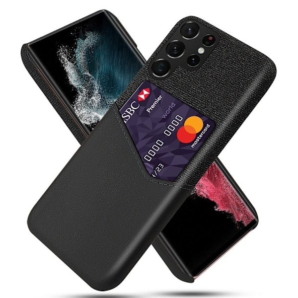 KSQ Samsung Galaxy S23 Ultra Kuori Korttitaskulla Musta