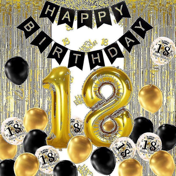 18 års fødselsdag pynt, 18 års fødselsdag balloner Glad Fødselsdag Banner