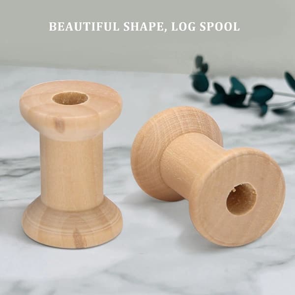{PL}10 kpl Puu Tyhjät Lankapoolit Luonnonväri 29mm x 23mm