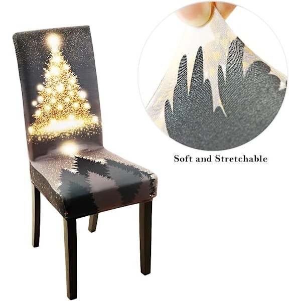 Julstolstrekk, Spisestolstrekk Sett med 4, Julenissen Super Passform Stretch Spandex Avtakbart Vasket