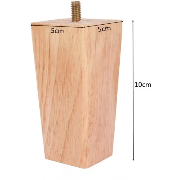 {PL}4 stk. Tremøbelben 10 cm Sengeskapsben med monteringsplate