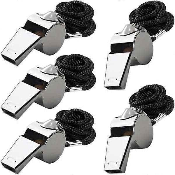 5-pack rostfria visselpipor med rem[CO]