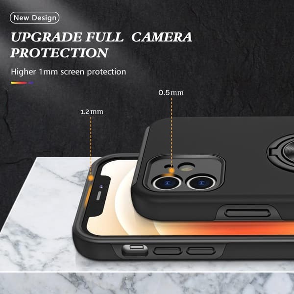 iPhone 12 Hybrid Case with Finger Ring - Black