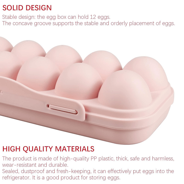 2-pack Egg Storage Container with Lid, 12 Compartment Egg Holder for Refrigerator, Plastic Egg Storage Box, Egg Organizer with Cover Holds 24 Eggs