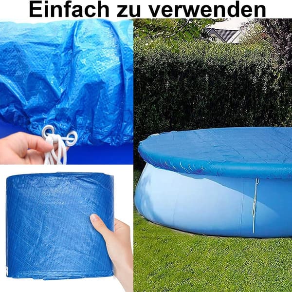 Rundt poolovertræk, vandtæt rivefast PE, støv- og solbeskyttelse til runde pools, blå, 183 cm diameter