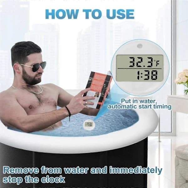 Isbadtermometer, flytende termometer for isbad, vanntett IP67, kaldt dypp termometer & hvit