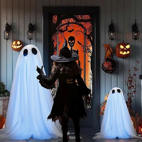 2 stk. Halloween Dekoration Lysende Spøgelse Deco