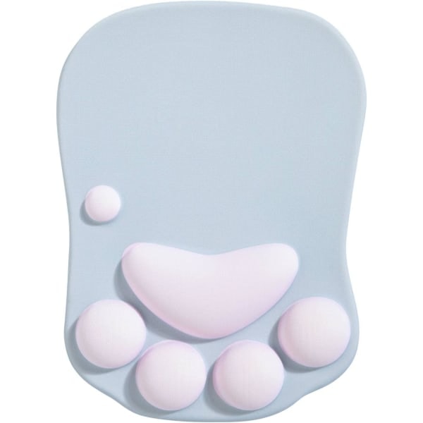 Musmatta med kattfot, ergonomisk musmatta, musmatta med handledsstöd, silikongel musmatta, söt musmatta, grå och rosa