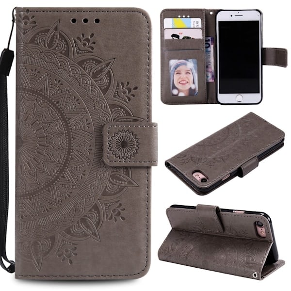 iPhone 7/8/SE (2020/2022) - Mandala Pung Etui - Grå Grey Grå