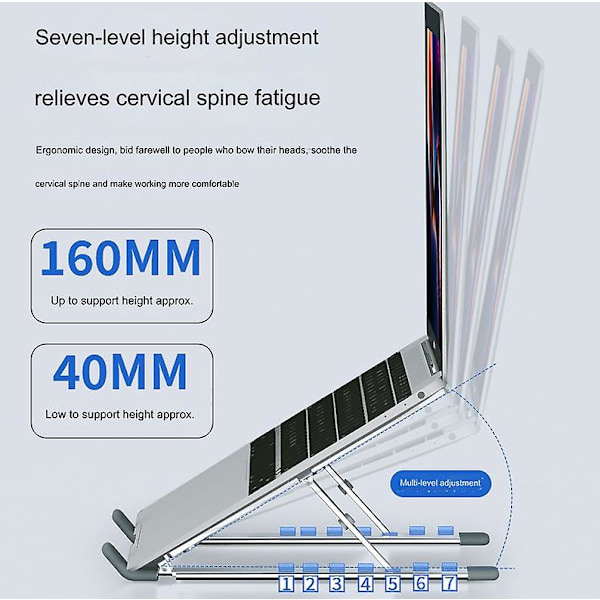 1 stk. Laptop Holder Aluminium Laptop Stand til Bærbar Laptop Stand Laptop Stand Laptop Desktop Support