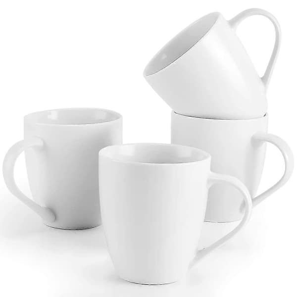 4 krus hvide store kaffekrus til kaffe og te