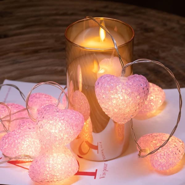 Hjärtslinga 3 meter 20 LED Rosa Fairy Lights USB-driven med timer för Alla hjärtans dag Mors dag Sovrum Bröllopsinredning